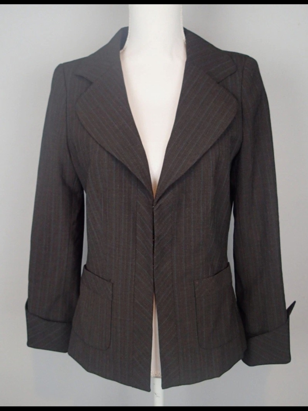 Tailored Women's Charcoal Blue Pinstripe Blazer